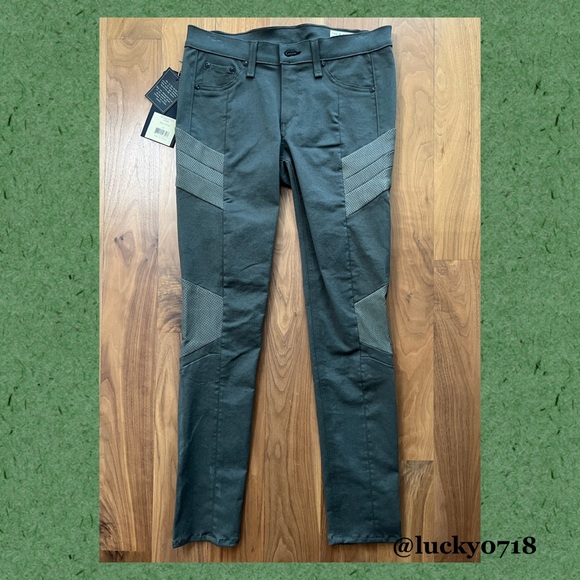 Rag & Bone NWT Halifax Skinny Army Green Military Moto Style Jean Sz 27 - Picture 2 of 7